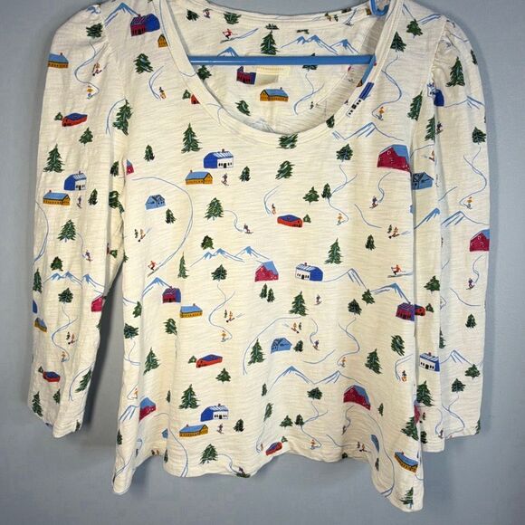 Anthropologie Maeve Marisol Blouse Small Ski theme - Picture 1 of 7